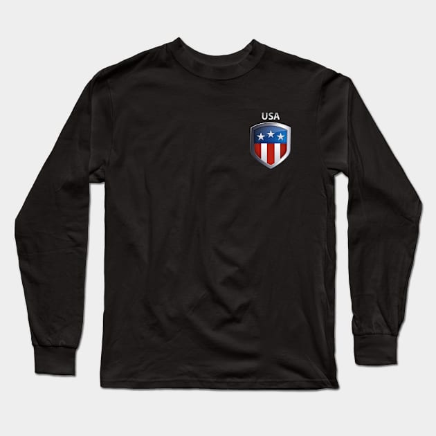 America Flag Badge Long Sleeve T-Shirt by Steady Eyes